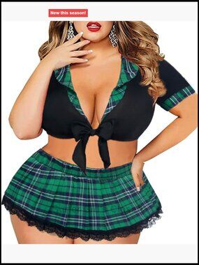 Sexy Plus Size Schoolgirl Lingerie Set Costume